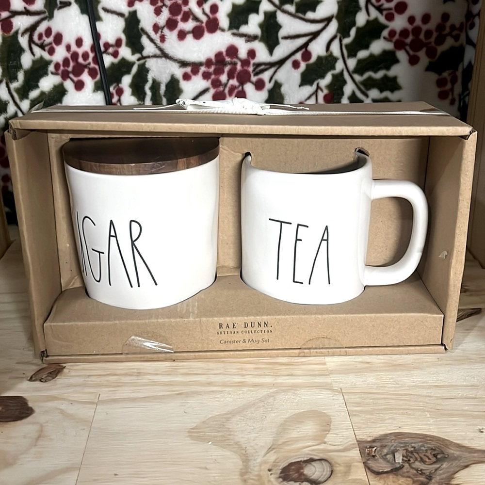 Rae Dunn Sugar canister and Mug